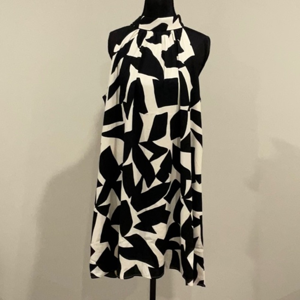 New York & Company Black and White Halter Mini Dress